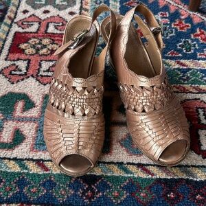 Seychelles Rose Gold Woven Wedge Sandal